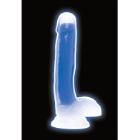 Lollicock Dildo de Silicona que Brilla en la Oscuridad Azul