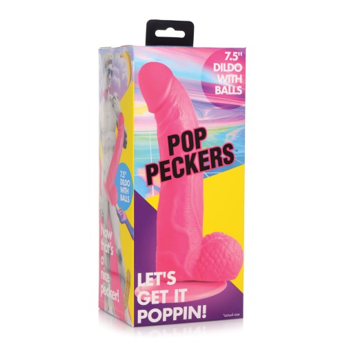 Dildo Pop Peckers 7.5" con Testículos Realistas - Rosa