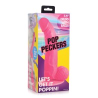 Dildo Pop Peckers 7.5" con Testículos Realistas - Rosa