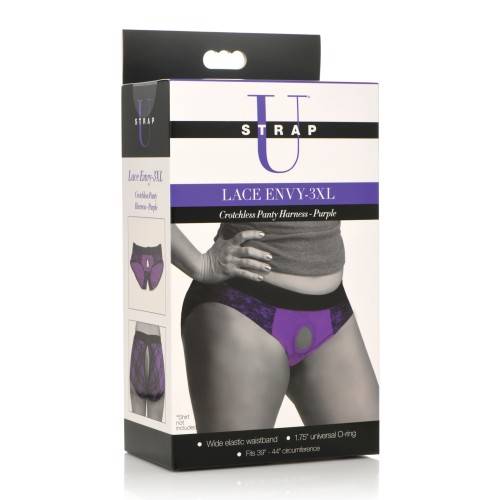 Arnés de Panty Crotchless Strap U Lace Envy 3XL Morado