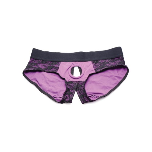 Arnés de Panty Crotchless Strap U Lace Envy 3XL Morado