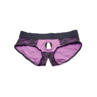 Arnés de Panty Crotchless Strap U Lace Envy 3XL Morado