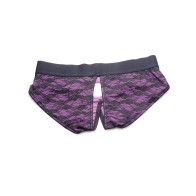 Arnés de Panty Crotchless Strap U Lace Envy 3XL Morado