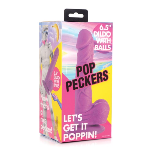 Pop Peckers 6.5" Dildo with Balls - Hands-Free Pleasure