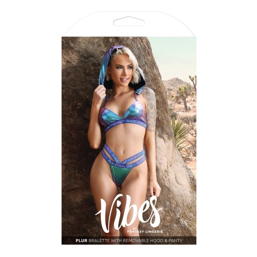 Vibes Plur Bralette Removable Hood Panty Iridescent