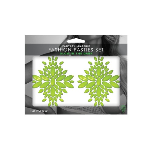 Pasties con Joyas UV Reactivos - Verde Neón