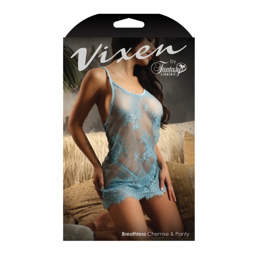 Vixen Breathless Chantilly Lace Chemise Blue O/S