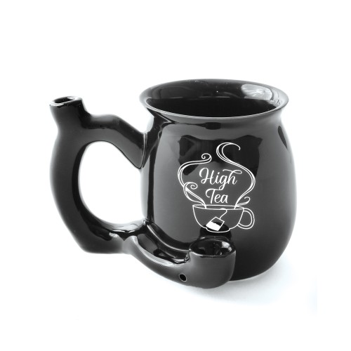 High Tea Black Mug with Smoking Pipe