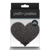 Pretty Pasties Corazones Brillantes Negro/Oro - 2 Pares