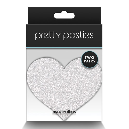 Pretty Pasties Glitter Hearts Red Silver 2 Pair