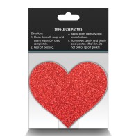 Pretty Pasties Glitter Hearts Red Silver 2 Pair