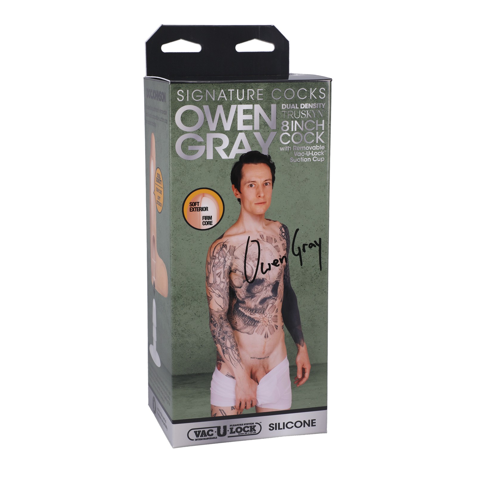 Owen Grey 8 Inch Silicone Cock with Vac-U-Lock Cup