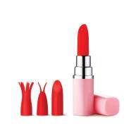 Luv Inc. Lipstick Vibrator w/4 Heads Light Pink