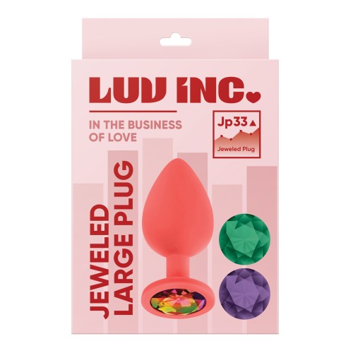 Jeweled Silicone Butt Plug - Large Coral