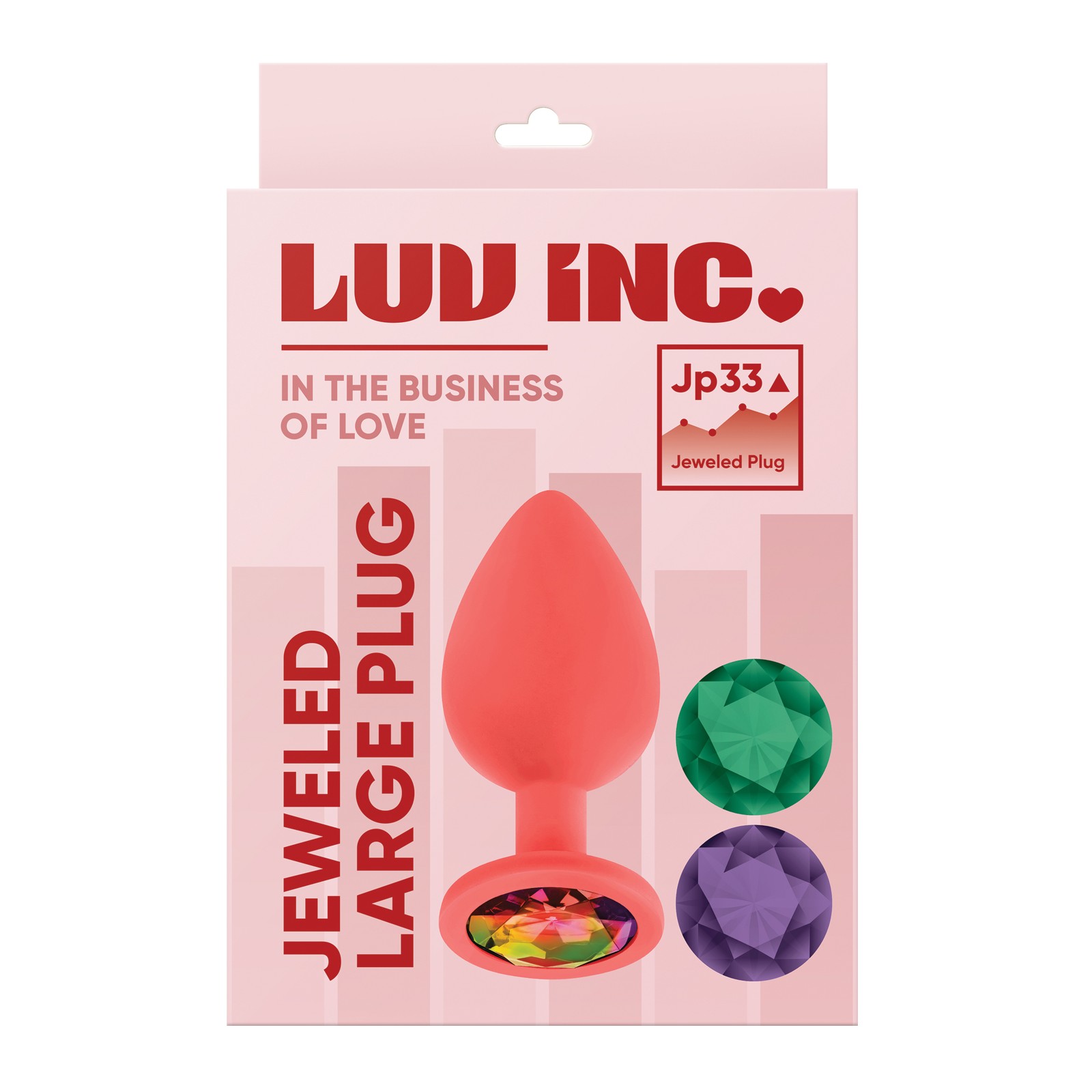 Jeweled Silicone Butt Plug - Large Coral