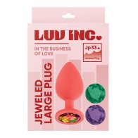 Jeweled Silicone Butt Plug - Large Coral