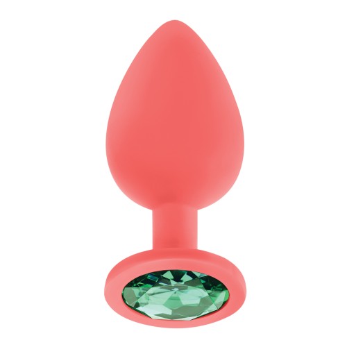 Plug Anal de Silicona con Joyas - Grande Coral