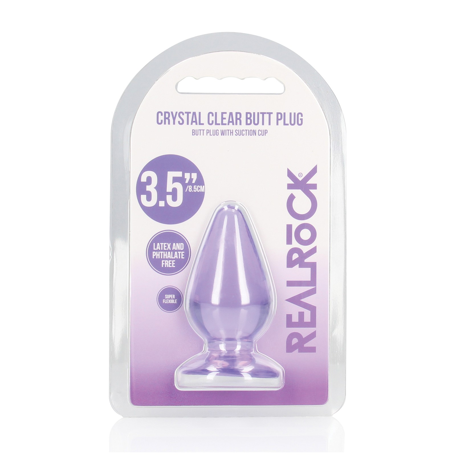 Shots RealRock Crystal Clear Anal Plug Purple