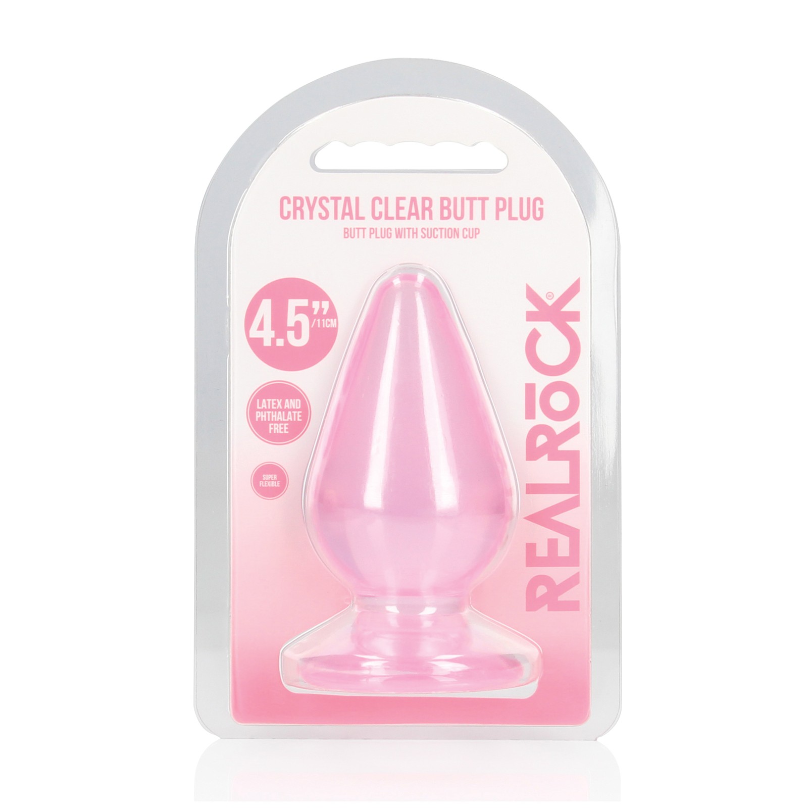 Shots RealRock Crystal Clear 4.5" Anal Plug in Pink