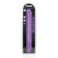 Shots RealRock 15 Inch Double Dong - Glow in the Dark Neon Purple