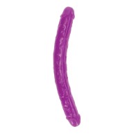 Shots RealRock 15 Inch Double Dong - Glow in the Dark Neon Purple