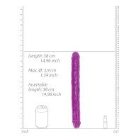 Shots RealRock 15 Inch Double Dong - Glow in the Dark Neon Purple