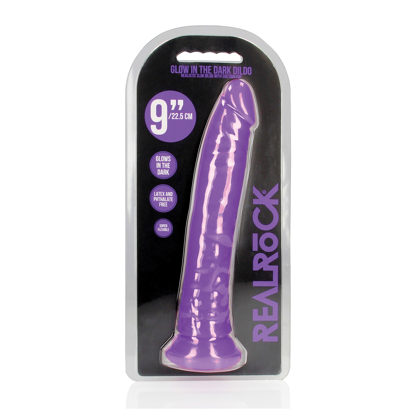 Shots RealRock 9" Slim Dildo - Neon Glow