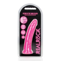 Shots RealRock 6 Slim Dildo Glow in the Dark Neon Pink