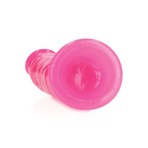 Shots RealRock Dildo Slim 6" Brilla en la Oscuridad Rosa Neón