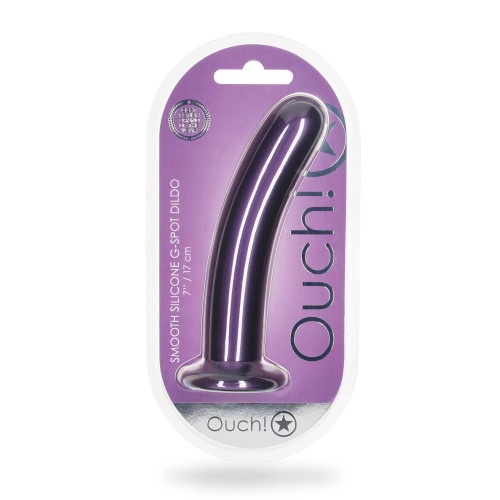 Dildo Liso para G-Spot Shots Ouch 7 Pulgadas Púrpura Metálico