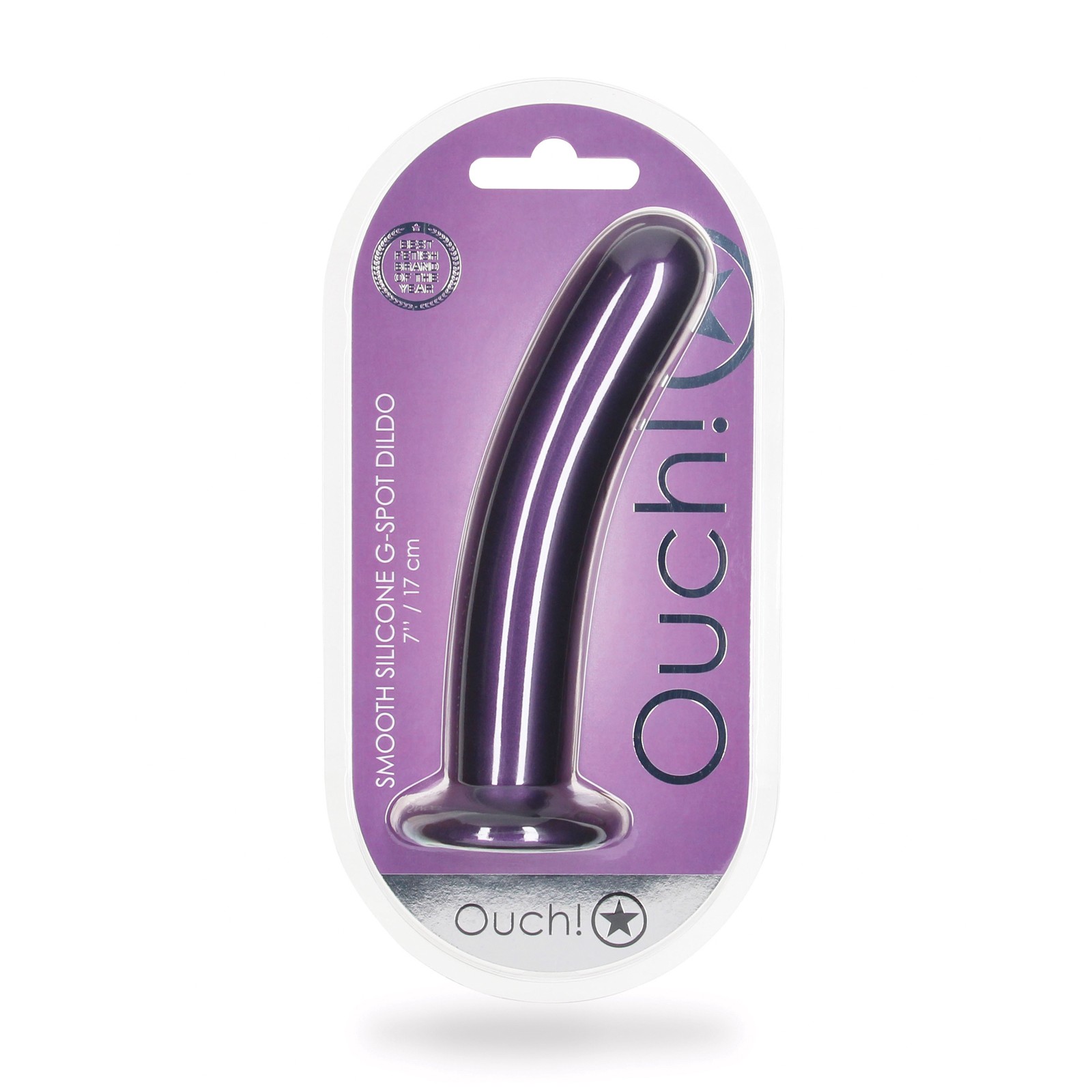 Shots Ouch 7 Inch Smooth G-Spot Dildo Metallic Purple