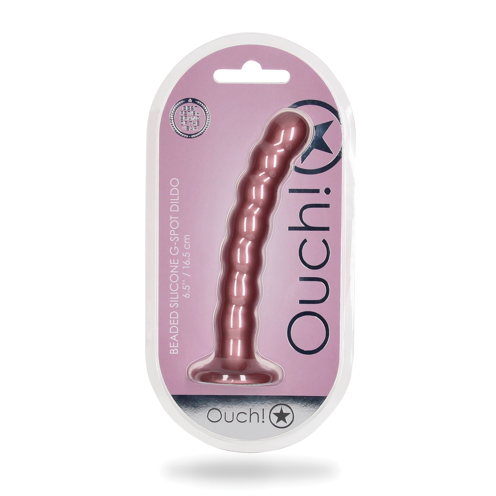 Dildo Beaded G-Spot 6.5&quot; Shots Ouch - Rose Gold