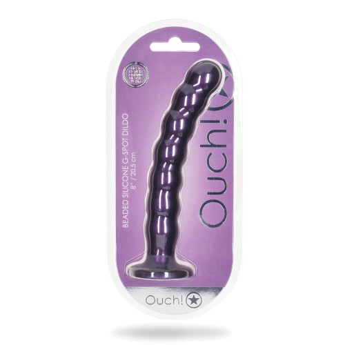 Shots Ouch 8 Inch Beaded G-Spot Dildo Metallic Purple