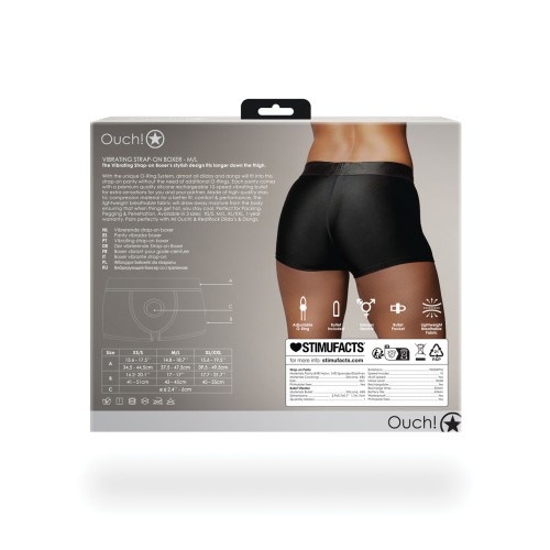 Shots Ouch Black Vibrating Strap-On Boxer for Couples