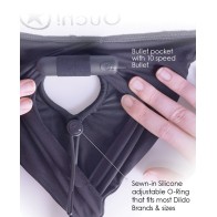 Shots Ouch Black Vibrating Strap-On Boxer for Couples