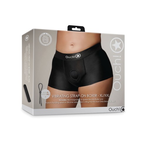 Shots Ouch Vibrating Strap On Boxer Black XL/XXL