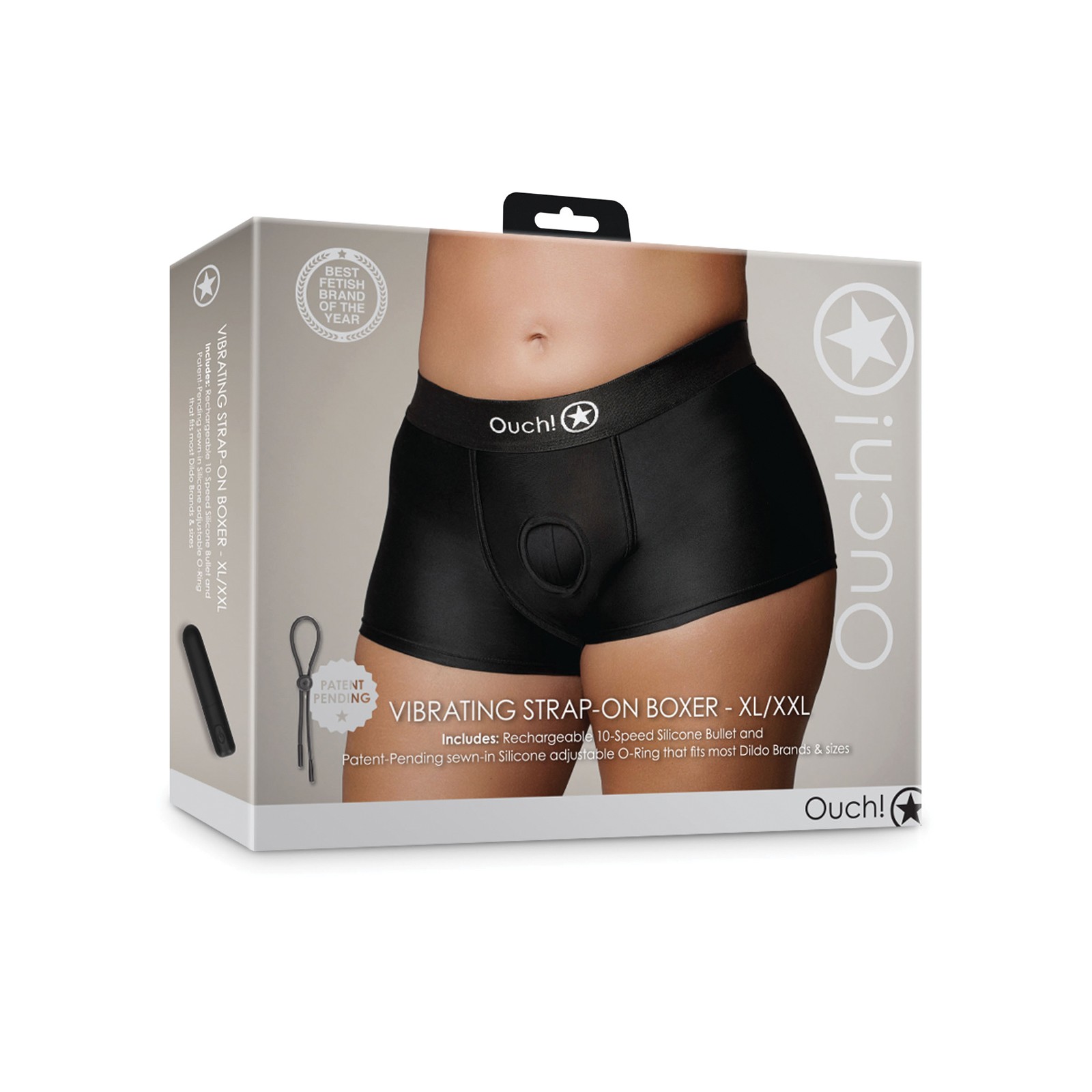 Shots Ouch Vibrating Strap On Boxer Black XL/XXL