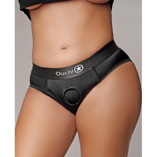 Shots Ouch Vibrating Strap-On High-Cut Brief Black XL/XXL