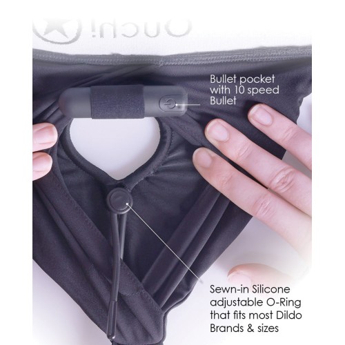 Shots Ouch Vibrating Strap-On High-Cut Brief Black XL/XXL