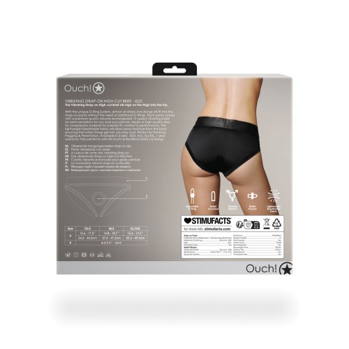 Shop Shots Ouch Vibrating Strap On High-Cut Brief - Black XS/S