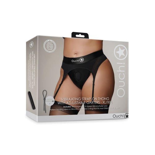 Shots Ouch Vibrating Strap On Thong Black