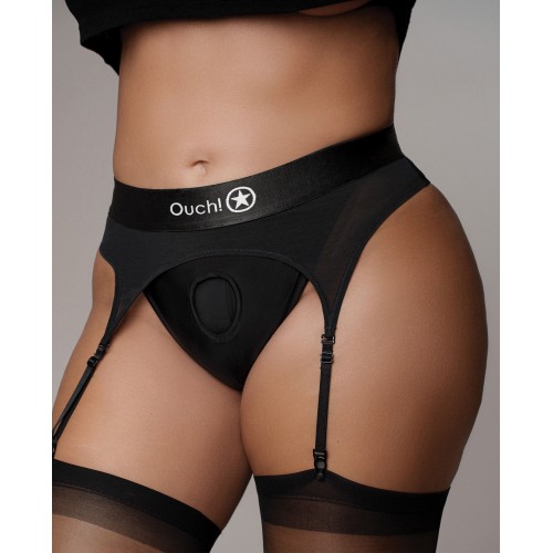 Shots Ouch Vibrating Strap On Thong Black