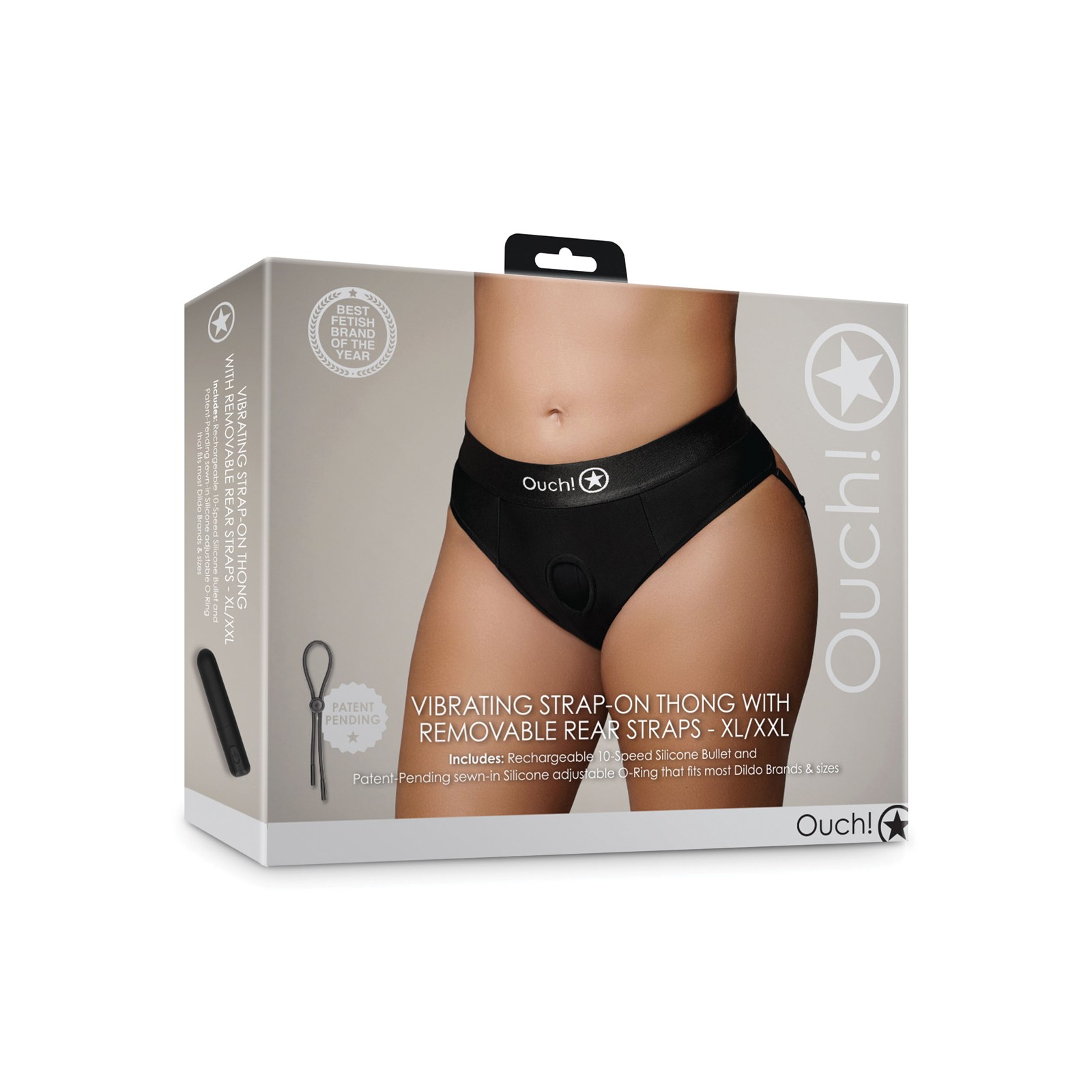 Shots Ouch Vibrating Strap On Thong w/Removable Straps - Black XL/XXL | Enhanced Play