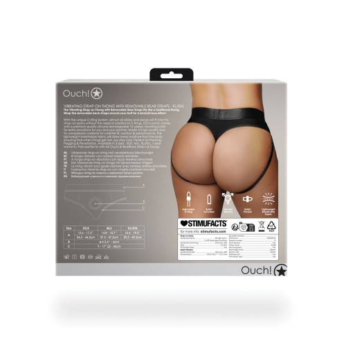 Shots Ouch Vibrating Strap On Thong w/Removable Straps - Black XL/XXL | Enhanced Play