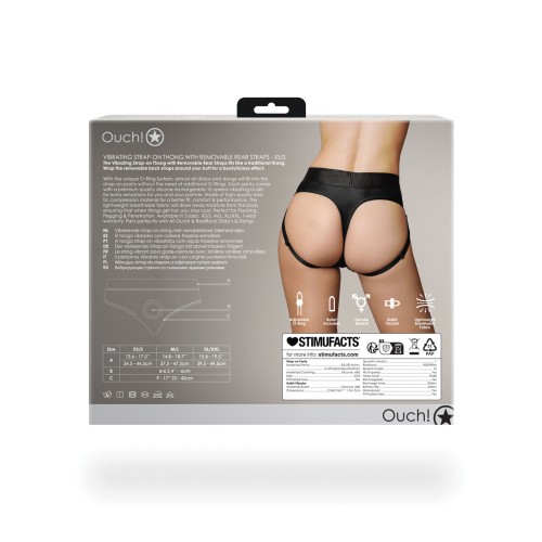 Shots Ouch Vibrating Strap-On Thong Black XS/S