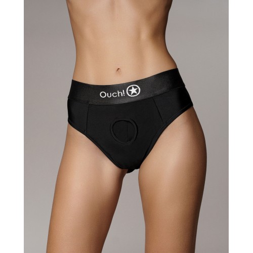 Shots Ouch Vibrating Strap-On Thong Black XS/S