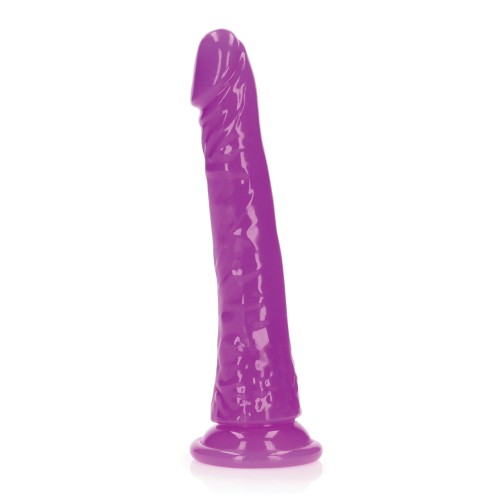 Shots RealRock 8" Slim Glow in the Dark Dildo - Neon Purple