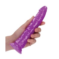 Shots RealRock 8" Slim Glow in the Dark Dildo - Neon Purple