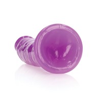 Dildo RealRock Slim de 8" que Brilla en la Oscuridad - Púrpura Neón