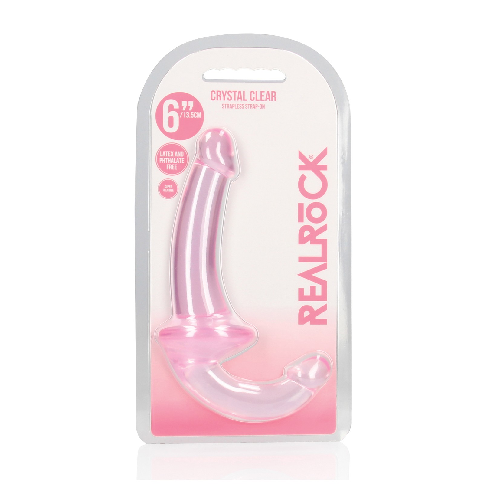 Shots RealRock Strap-On Transparente 6 pulgadas Rosa